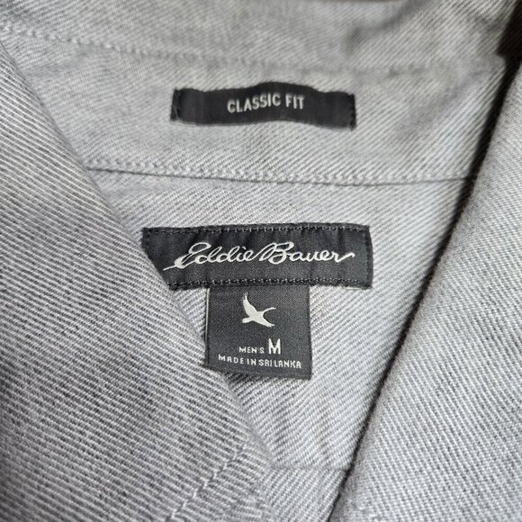 Eddie Bauer‎ Flannel Button Up Shirt Mens Medium Classic Fit Gray Long Sleeve - Picture 3 of 9